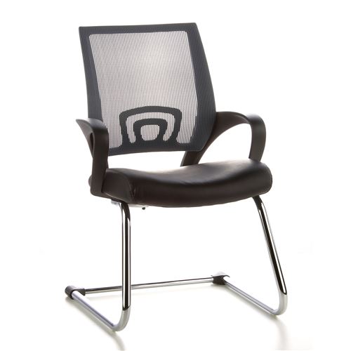 Siège de conférence / Piètement luge VISTO NET V, tissu maille noir / gris, chromé hjh OFFICE