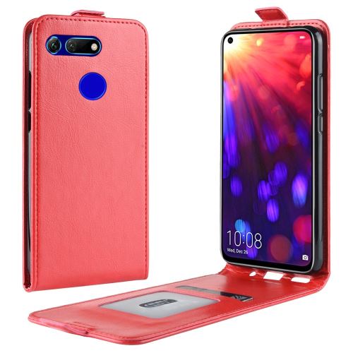 Etui en PU crazy horse flip vertical rouge pour votre Huawei Honor View 20/Honor V20