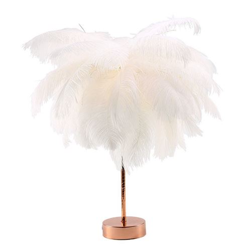 Non Communiqué Blanc Lampe De Bureau Avec Des Plumes Mk37 - Image 1