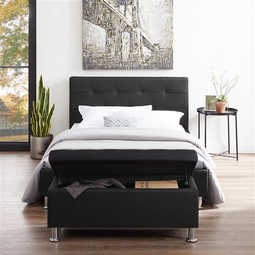 Banc De Lit Nizza En Tissu Capitonne Noir Achat Prix Fnac