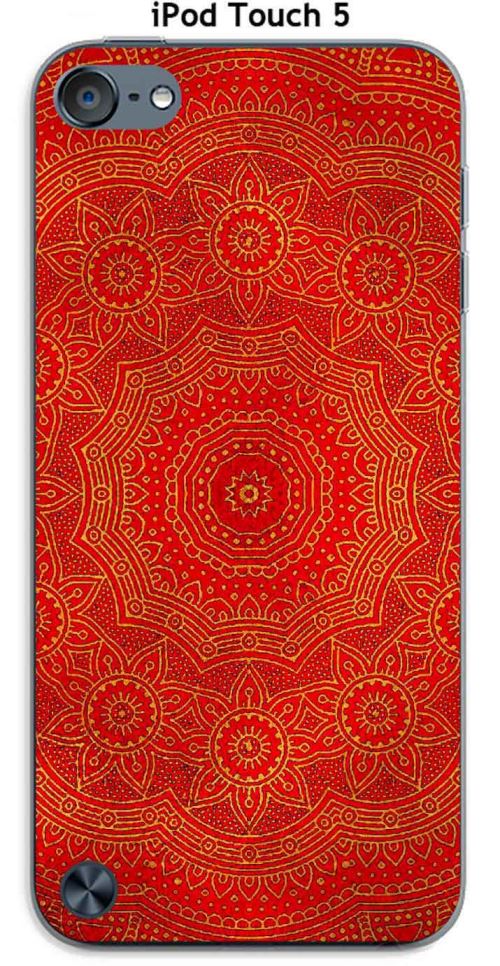 Coque Apple iPod Touch 5 design Mandala rosace Rouge & Jaune