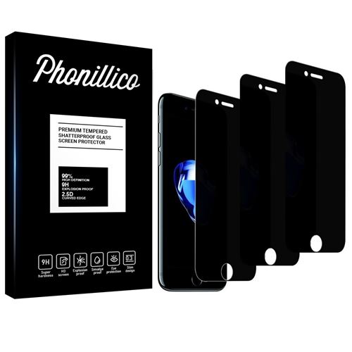 Verre Trempe pour iPhone SE 2020 [Pack 3] Film Noir Anti Espion Vitre Protection Ecran Phonillico®