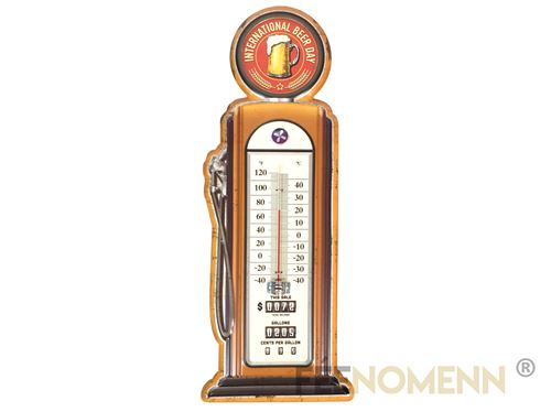 FÉENOMENN thermomètre déco vintage en métal - pompe à essence - bière / beer (48x17cm)