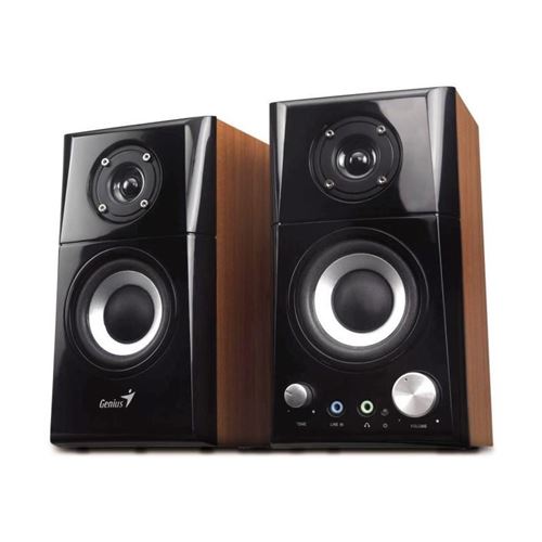  Genius SP-HF500A - Haut-parleurs - pour PC - 14 watt (Totale) - 2 voies - noir, Bois brun 
