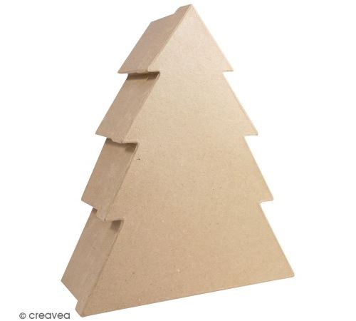 Boîte Sapin en papier mâché - 25 x 29,5 cm