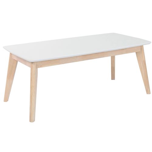 Table basse scandinave blanche avec pieds bois LEENA