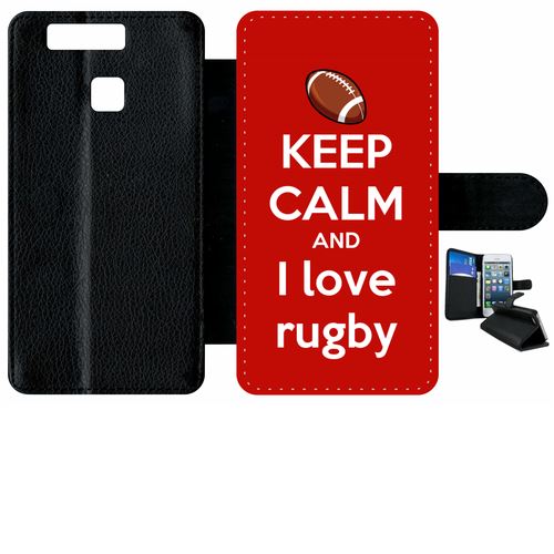 Etui À Rabat Huawei P9 Rugby Red