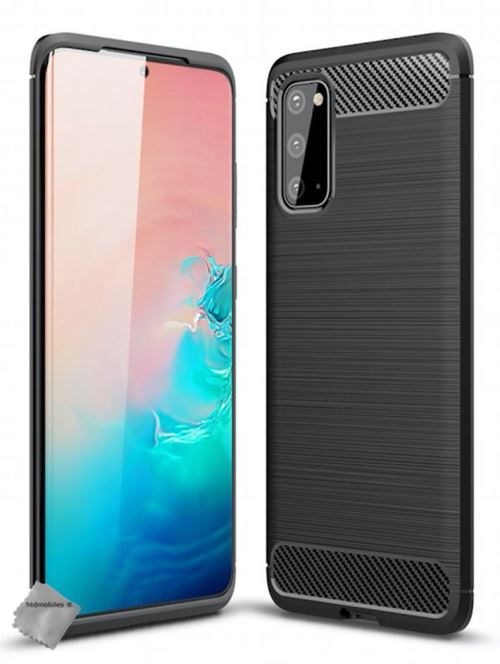Coque silicone gel carbone pour Samsung Galaxy S20 avec film ecran - NOIR