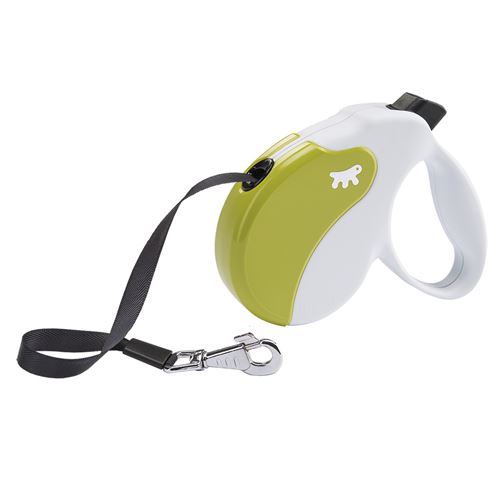 Laisse rétractable pour chiens AMIGO TAPE LARGE, sangle rétractable, 5 mètres, max 50 kg, Blanc