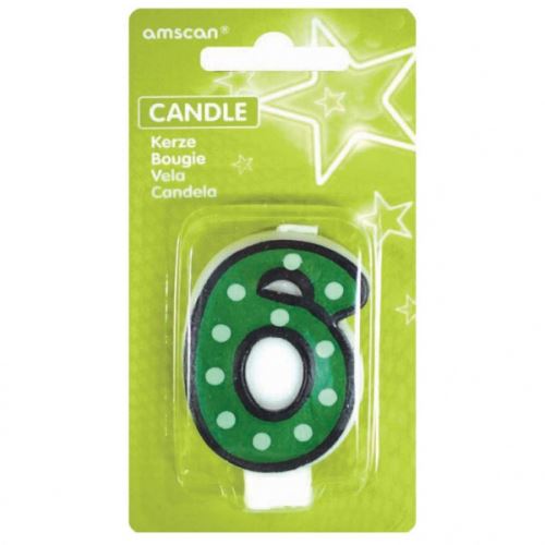 Amscan bougie d'anniversaire 6 - 7Dots & Black Border,6 cm vert