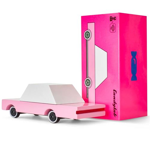 Petites voitures et mini modèles rétro classiques en bois Candylab Candycar Véhicules design pour enfants et adultes - Pink Sedan CND F236