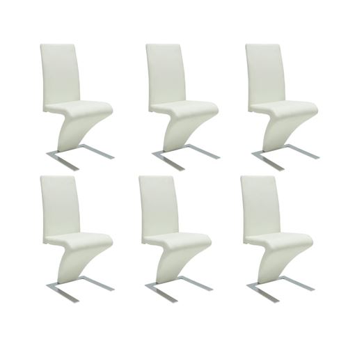 Vidaxl chaises de salle &agrave; manger 6 pcs blanc similicuir 160566