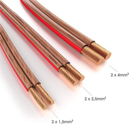 Câble Haut-Parleur 2.5 mm² en cuivre OFC - rouleau de 10 mètres - Câble d' enceintes - Garantie 3 ans LDLC