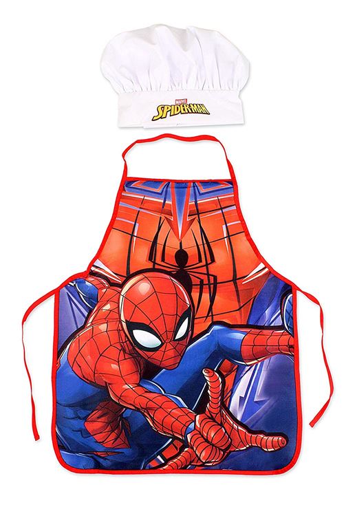 Spiderman Set Tablier de Cuisine + Toque Cuisinier Marvel