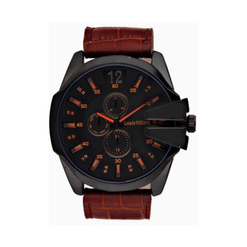 Montre Homme Louis Villiers En Acier Noir 50mm LVAG8912-12