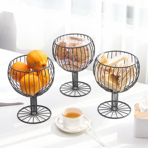 Verre à vin Fer Forgé Snack Panier de rangement snack Plateau Dessert Fruit Basket Kiliaadk493