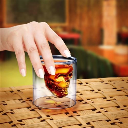 Verre à liqueur tête de mort double paroi