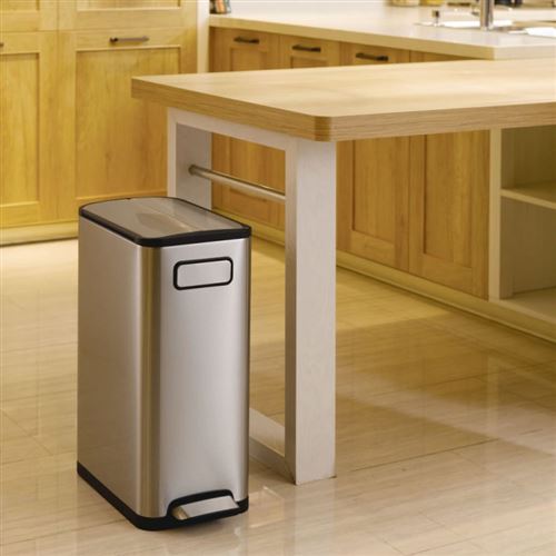 Poubelle ecofly step bin 45l inox mat, eko