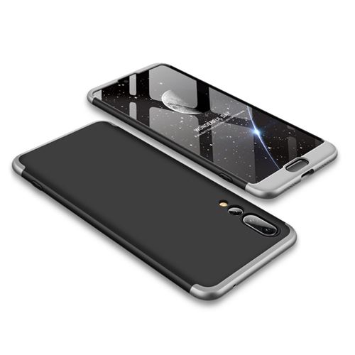 Coque en TPU amovible mate trois pièces argent / noir pour votre Huawei P20 Pro