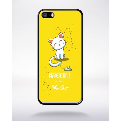 Coque En Couple Avec Mon Chat Fond Jeune Compatible Apple Iphone 5 Bord Noir Silicone