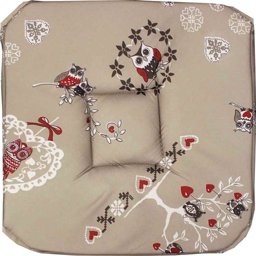 Galette 4 rabats 36 x 36 x 3.5 cm polyester imprime chouetti Lin