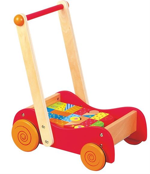 Lelin Toys pousseur / chariot Walkie junior bois rouge 2 parties