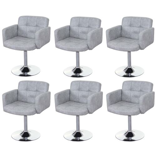 6 x chaise de salle à manger Orlando imitation daim chrome gris vintage