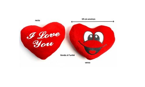 Peluche Coeur visage I love You 19 cm (2519)