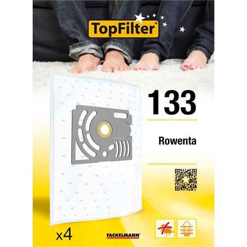 TopFilter 133, 4 sacs aspirateur pour Rowenta boîte de sacs d'aspiration en non-tissé, 4 sacs à poussière (30 x 26 x 0,1 cm)