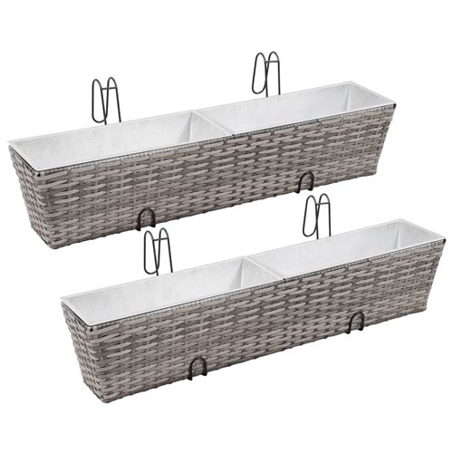 chunhe Lits surélevés de balcon 2 pcs 80 cm Gris Résine tressée AB45429