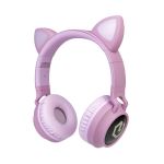 Casque sans fil oreille de chat avec micro bluetooth 5.0 glow light casque  stéréo basse pour enfants fille pc téléphone casques de jeu