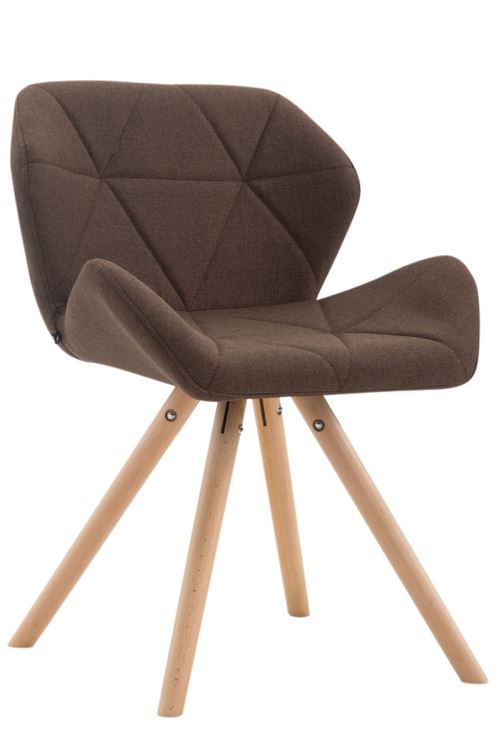 Chaise de salle à manger Tyler tissu pieds ronds avec piètement en bois de Chêne Nature - Siège Marron