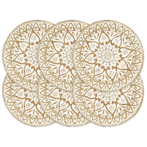 vidaXL Napperons 6 pcs Blanc 38 cm Rond Jute