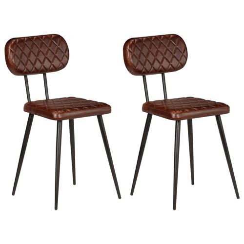 vidaXL Chaises de salle à manger 2 pcs Cuir véritable Marron