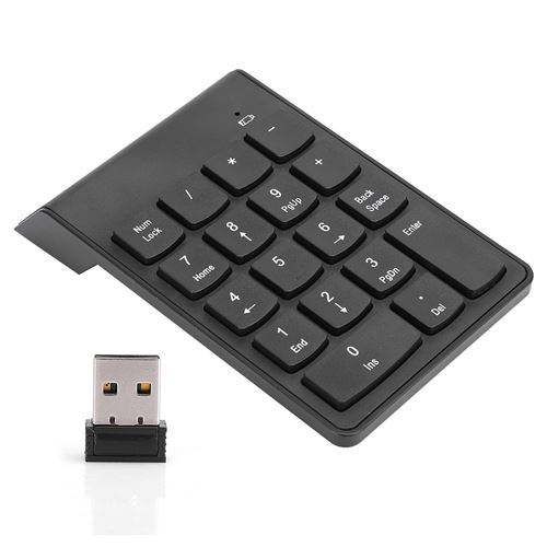 Générique Noir Mini Clavier Numérique Sans Fil Usb 2.4 Ghz 18 Touches De Comptabilité Financière