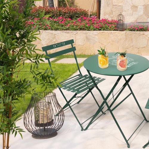 Ensemble de jardin en métal coloris vert -PEGANE-
