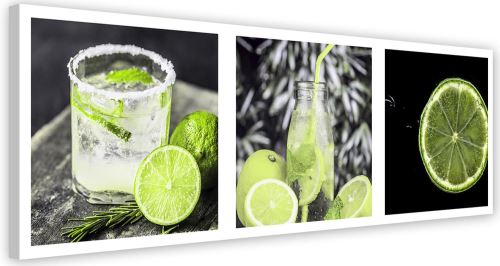 Tableau Toile Cadre Image déco moderne Canevas Set Boisson Citron vert 70x25
