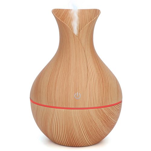 Purificateur et humidificateur d'air LED Ultrason Diffuseurs d'arômes Diffuseurs d'huiles essentielles (Grain en bois)