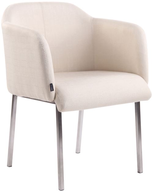 Chaise visiteur Magnus V2 en tissu avec Piètement en acier inoxydable - Assise Crème