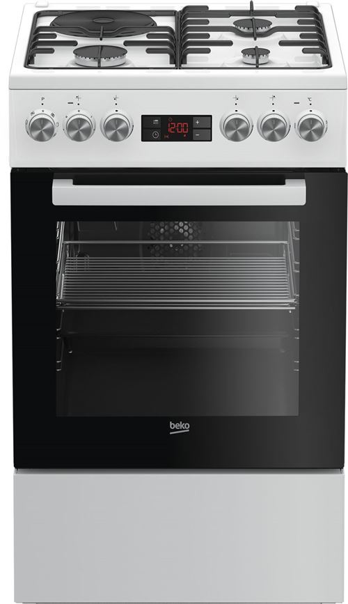 Beko FSE53321DWCS - Cuisinière - pose libre - largeur : 50 cm - profondeur : 60 cm - hauteur : 85 cm - avec système auto-nettoyant - classe A - blanc