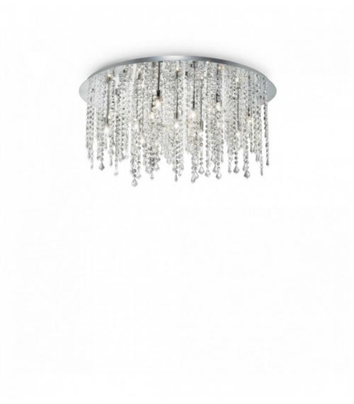 Plafonnier Chrome en cristal ROYAL 15 ampoules