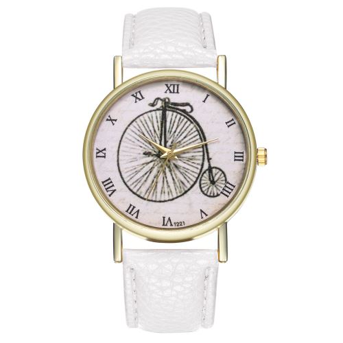 Montres vintage suisse à bicyclette pour dames de montres pour hommes montre en cuir bracelet de mode quartz horloge T221-Ablanc
