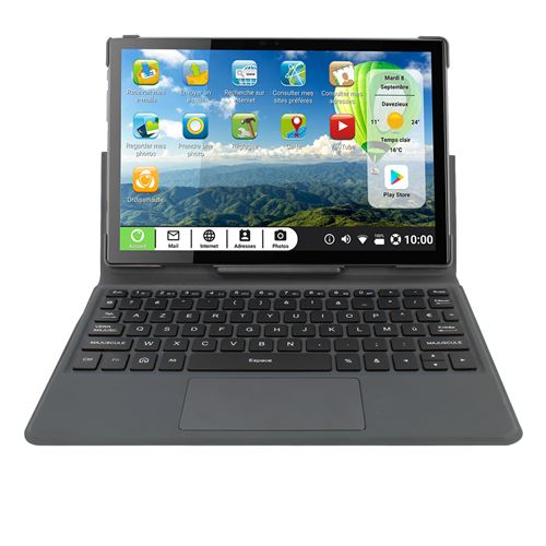 Clavier AZERTY et Trackpad pour Celia avec Housse Fonction Support Ordissimo Noir