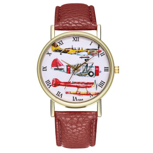 Bracelet en cuir de montre de modèle de l'avion de modèle d'avion classique pour hommes de style classique Montre T264-Acafé