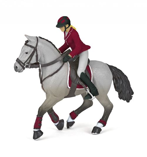 Non Communiqué Rouge 51563 Cheval De Concours Et Sa Cavaliere
