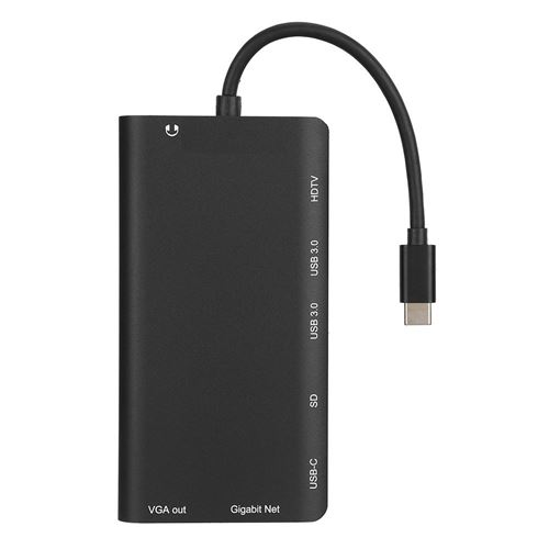 Adaptateur de carte mémoire HUB Portable 8 en 1 de type C USB 3.0 HDMI 4K HDMI 4K VGA Noir