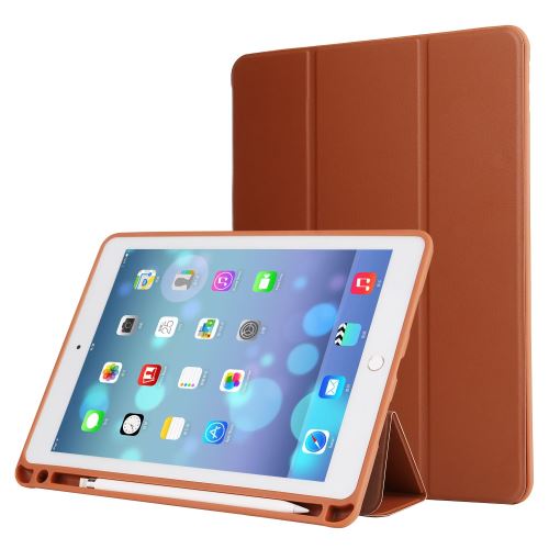 Etui en PU grain napa tri fold emplacement stand smart marron pour Apple iPad Pro 10.5 (2017)