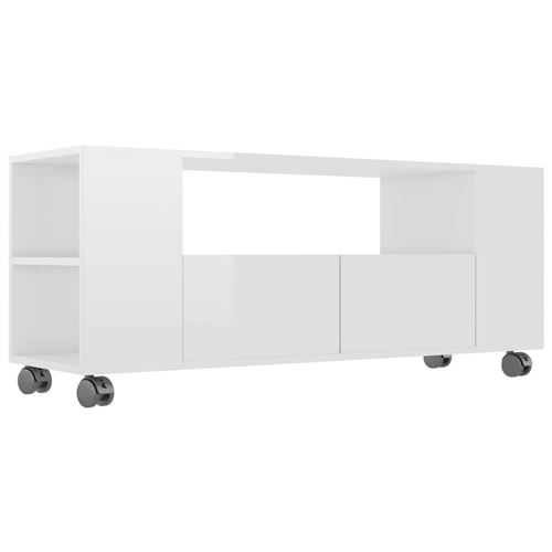 vidaXL Meuble TV Blanc brillant 120 x 35 x 43 cm Aggloméré