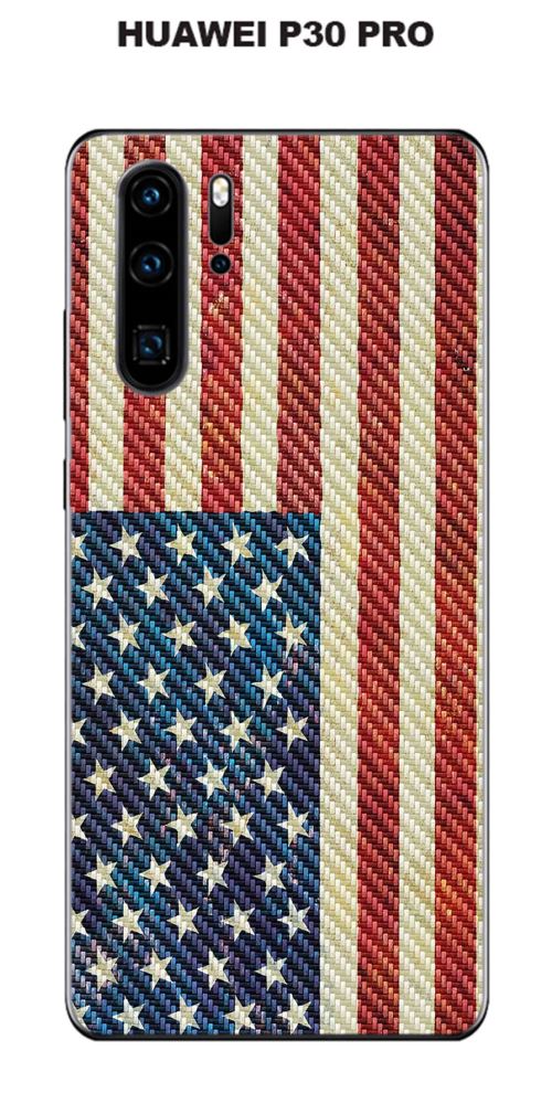 Coque Huawei P30 PRO design Drapeau USA vintage effet Carbone