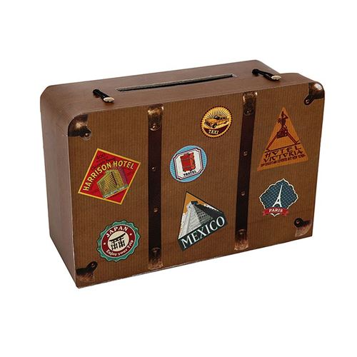 Santex 4856-25 Voyage Tirelire Carton Naturel 24 x 16 x 10 cm